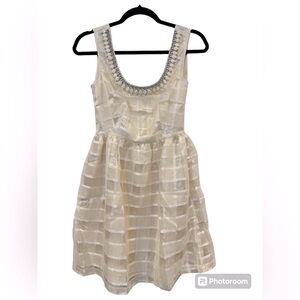 LUCY PARIS ORGANZA JEWELED NECKLINE SLEEVELESS DRESS